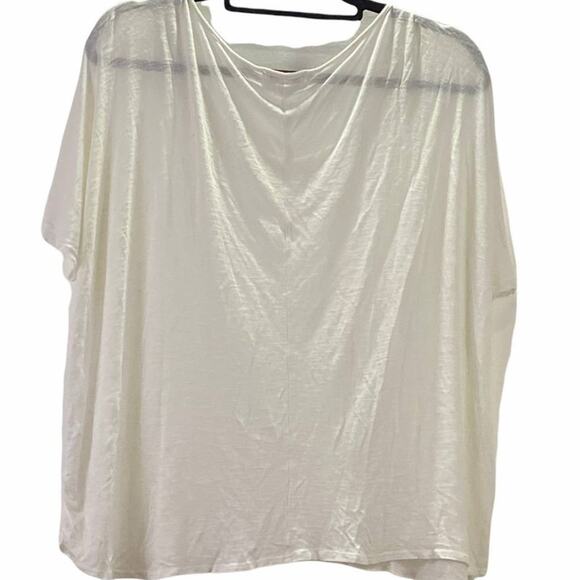 Mel & Mo Stretchy Semi Sheer White Top with Beaded Opalescent Neckline 2X - Picture 2 of 10